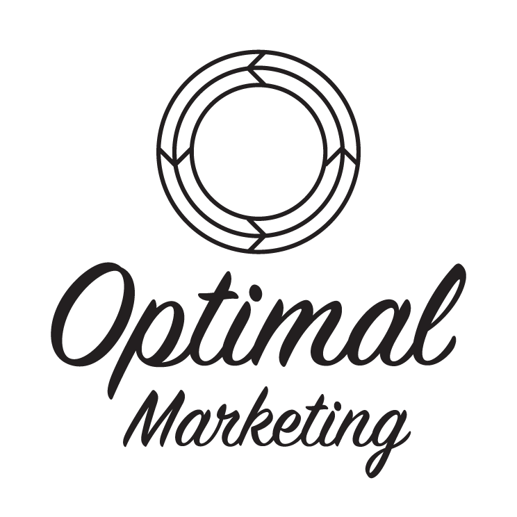 Logo Optimal Marketing vertikální černobílé